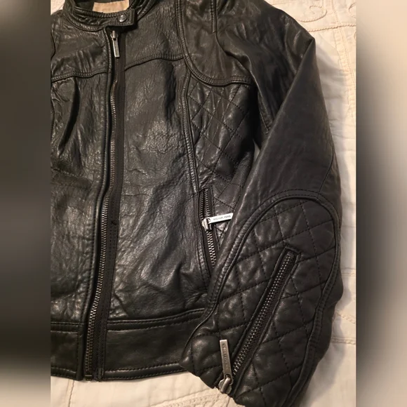 Michael Kors Genuine Black Leather Jacket - Picture 5 of 8